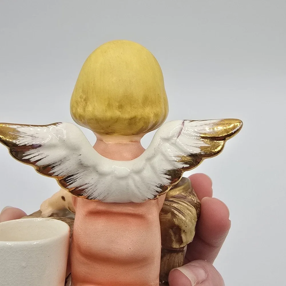 Vintage Angel And Baby Jesus Nativity‎ Candle Holder Christmas Decor